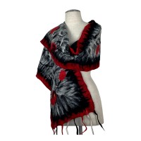 Red Border Fringe Scarf 